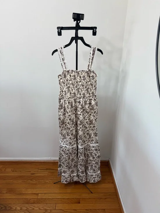 Altar'd State Cream Maxi Dress with Brown Floral Print - Picture 2 of 4